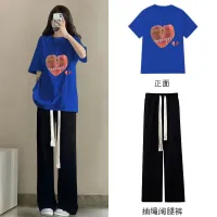 ✽﹍ The new spring and summer fashion show thin sports suits female han edition loose black joker wide-legged pants leisure two-piece tide