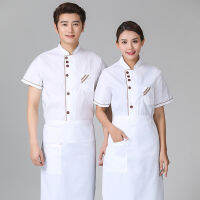 ชุดเชฟฤดูร้อนร้านอาหารเบเกอรี่ Workwear แขนสั้นจัดเลี้ยง Unisex Workwear โรงอาหารโรงแรมทำงานด้านบน