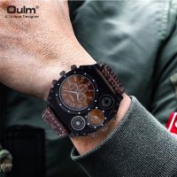 Oulm large dial quartz mens watch leisure belt mens watch personality square luminous watch 【QYUE】