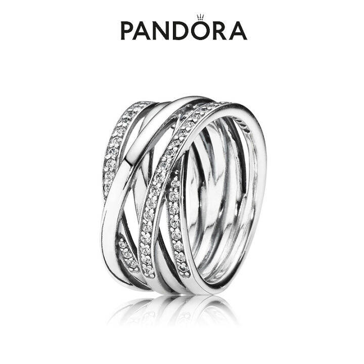 pandora-925แหวนเงินintertwined-multi-แหวนโรแมนติกแหวนอารมณ์การออกแบบสร้างสรรค์high-endงานแต่งงานแหวนแฟนหรูหราของขวัญเครื่องประดับอัญมณีแฟชันสตรี