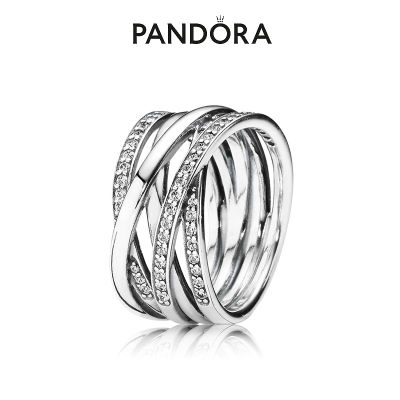 Pandora_925แหวนเงินIntertwined Multi-แหวนโรแมนติกแหวนอารมณ์การออกแบบสร้างสรรค์High-Endงานแต่งงานแหวนแฟนหรูหราของขวัญเครื่องประดับอัญมณีแฟชันสตรี