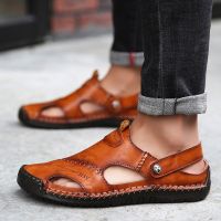 Leather Sandals Summer Mens Flat Sandals And Slippers Breathable Roman Outdoor Slippers Light And Comfortable Beach Sandals