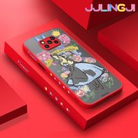 Jjlingji เคสสำหรับ Xiaomi POCO X3 X3 NFC X3 X3 GT เคสลายดอกไม้การ์ตูนเด็กผู้หญิงขอบสี่เหลี่ยมด้านข้างบางดีไซน์ใหม่กันกระแทกมีน้ำค้างแข็งโปร่งใสแข็งเคสมือถือปลอกซิลิโคนคลุมทั้งหมดกล้องป้องกันนุ่ม