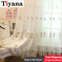 French Romantic Flowers Embroidered White Tulle Windows For Living Room Bedroom Sheer Curtains Fabric Voile Curtains Darpes 4