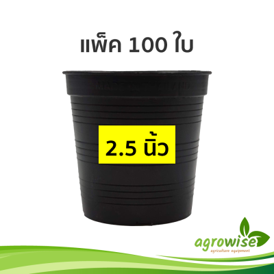 กระถางต้นไม้พลาสติก กระถางพลาสติก กะถางต้นไม้ 2.5 นิ้ว กระบองเพชร สีดำ 100 ชิ้น กระถางดำ