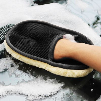 Car Cleaning Brush Glove Soft Wool Car Wax Wash Gloves Rag for Cars Detailing Brush Auto Exterior Interior Clean Detailing Tools