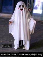 Cute Kids Halloween Horror Cloak Cape Anime No Face Cosplay Costumes Ghost White Tassels Cloak Unisex Halloween Costume Full Set