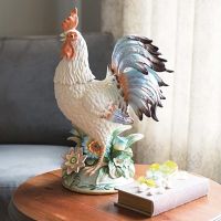 European painted ceramic rooster ornaments flower bird town house large rooster living room porch wine cabinet decorations