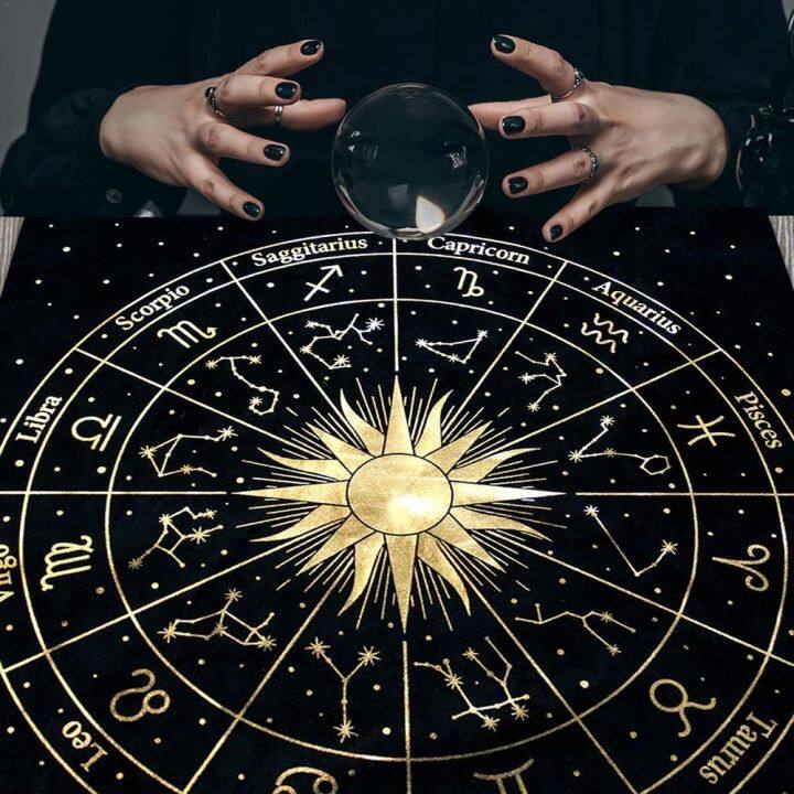 【hei Apron】 Astrolabe Tarot Tablecloth 12 Constellations Tarot Card Tablecloth Divination Altar 1603