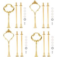 8 Set of 3 Tier Cake Plate Stand Handle Hardware, 2 Styles Tiered Fruit Cake Plate Handle Cake Tray Stand, Gold