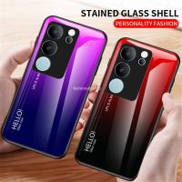 เคสโทรศัพท์กระจกเทมเปอร์ไล่ระดับสีสำหรับ Vivo V29 Pro V 29 Lite V29pro V29lite V29E V 29 Lite V 29 Lite VivoV29ป้องกันกรอบ TPU แบบนุ่มหลังกันกระแทก