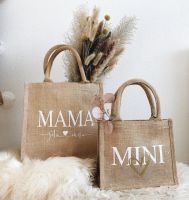 【CW】 Personalized Jute for Mom and Child Mother  39;s Day Beach Tote Bridesmaid