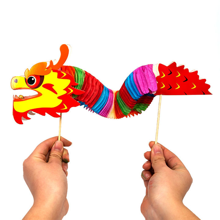 ของเล่นมังกรกระดาษ-diy-ของเล่นทำมือสำหรับเด็กแพ็กเกจวัสดุการเต้นรำเทศกาลแข่งเรือมังกรสุดสร้างสรรค์