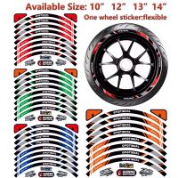 ✗ 8PCS 10in 12in 13in 14 in Universal Motorcycle Wheel Tire Stickers Reflective Rim Tape Motorbike Bicycle Decals (for one wheel)