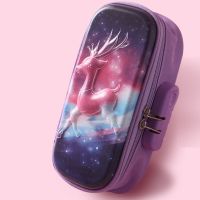 【CW】 3D EVA pen case Password lock pencil case cute stationery box Cartoon animal pencil box student pen bag kid School supplies gift