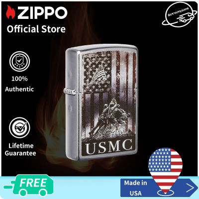 Zippo U.S. Marine Corps. Street Chrome™ Windproof Pocket Lighter 49316 ( Lighter Without Fuel Inside )นาวิกโยธินสหรัฐฯ（ไฟแช็กไม่มีเชื้อเพลิงภายใน）