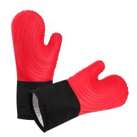 250℃ Silicone Heat Resistant Baking Oven Gloves Microwave Oven Mitts Waterproof Kitchen Barbecue Gloves