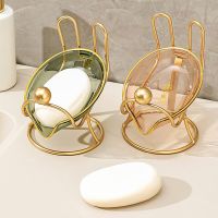Luxury Soap Box Drain Soap Rack PET Cartoon Transparent Soap Dish  High-end Gilding Storage In Household Toilet Soap Dishes