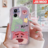 เคส JIUMOO สำหรับ Realme 10เคสลายหมีสตรอเบอรี่เนื้อครีมลายกันกระแทกแบบใสนิ่มเคสมือถือสร้างสรรค์เคสโปร่งใสลายกล้องถ่ายรูปเรียบง่ายอ่อนโยนฝาครอบป้องกัน