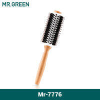 MR.GREEN Boar Bristles Hair Brush Round Styling Curling Roll Hairbrush Natural Wooden Detangling Comb for Long Curly Or Any Type