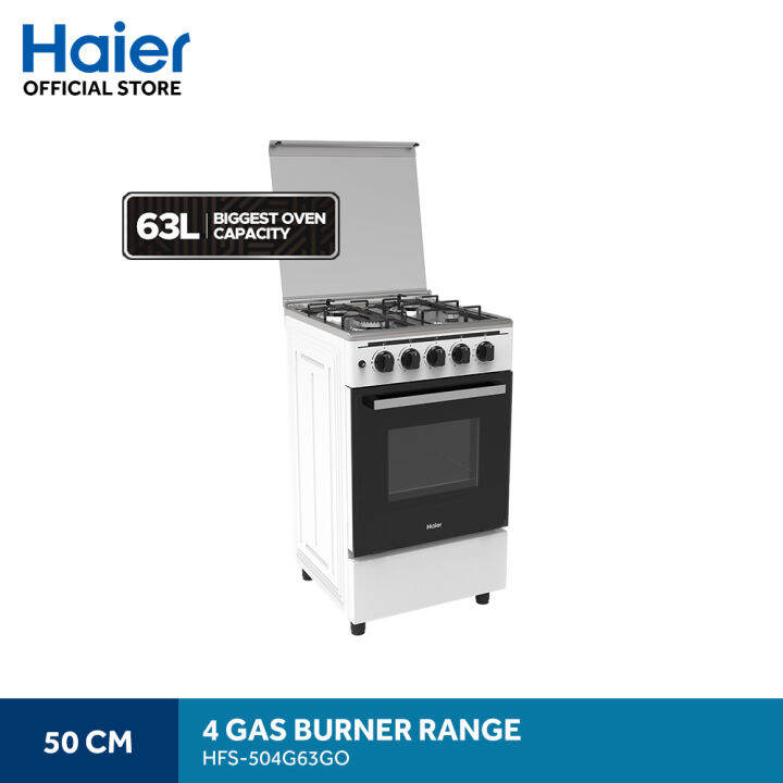 Haier HFS504G63GO 50cm Gas Range 4 Burners with 63L Gas Oven for
