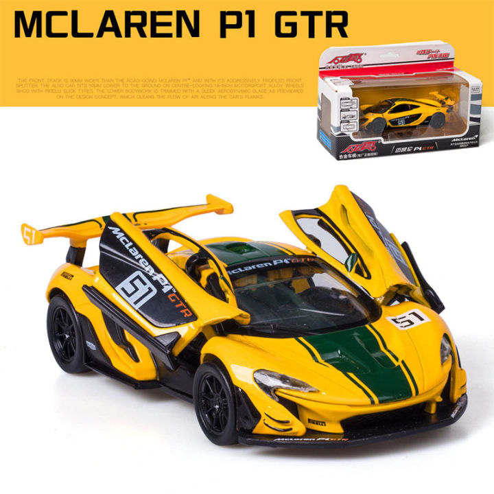 ใหม่132แม็คลาเรน-p1-gtr-รถสปอร์ตรุ่นแม็กซ์-die-cast-โลหะของเล่นยานพาหนะที่มีสี่ประตูเปิดเสียงและแสงของขวัญสำหรับเด็ก