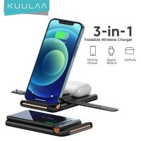 ZZOOI KUULAA Qi Wireless Charger 3 in 1 For iPhone 14 13 12 11 Pro MAX XR X Foldable Charging Dock Station For Apple Watch Airpods Pro