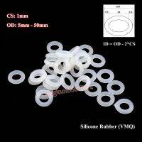 10Pcs CS 1mm White Food Grade Silicone O Ring Gasket OD 5mm-50mm VMQ Silicon O-Rings Waterproof Insulation Sealing Washer Bearings Seals