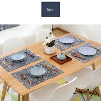 Japan Style Kitchen Place Mat Cotton Linen Plaid Table Mat Home Decorative