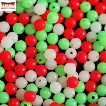 100pcs Glow Beads Hard Plastic Luminous Fishing Beads Green White