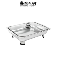 Alechaung ถาดบุฟเฟ่ต์ ขนาด 35x26x9cm ถาดอาหารบุฟเฟ่ต์ Stainless steel ความจุ4.1ลิตร พร้อมฝากระจก ถาดถนอมอาหาร สำหรับใส่อาหาร หรือของหวาน จัดวางในบุฟเฟ่