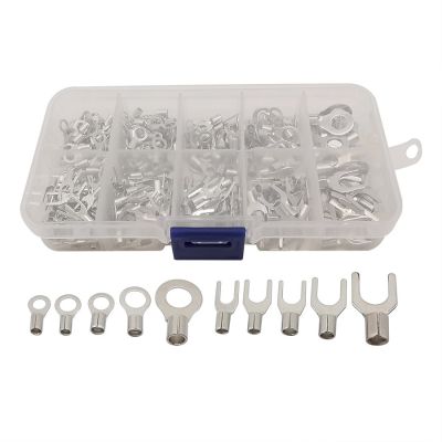 320Pcs/Box Cold Pressed OR/UT Crimping Terminal Assortment Kit Brass Nose Wiring Crimp Spade Fork Terminal Cable Wire Connector Electrical Connectors