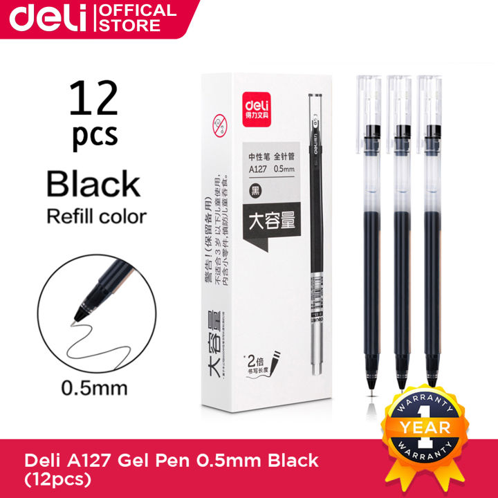 Deli A127 Gel Pen 0.5mm Black 12Pcs | Lazada PH