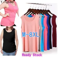 Yingbao 1pcs Big Size 40-230kg Singlet Women Modal Cotton Stretch Camisole Plain Color Tank Tops Sleeveless Round Neck Thin Casual Slim Home Wear Female T Shirt Ladies Girl Vest Solid color Sleep Wear Top Plus Size 2022