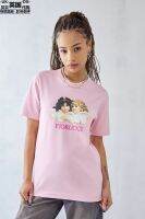 เสื้อยืดพิมพ์ลายนางฟ้าแขนสั้นแบบหลวมของผู้หญิง Fiorucci 0180729850153