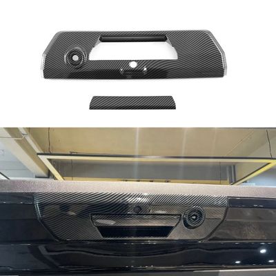 Car Carbon Fiber ABS Rear Trunk Tailgate Door Grab Handle Bowl Cover Frame Trim for Ford F150 2022 2023