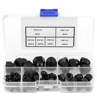 70Pcs Nut Acorn Plastic Hex Acorn Nuts M3/M4/M5/M6/M8/M10 Nylon Nut Hex Head Dome Acorn CoverNut Hex Head Dome (Black) Nails  Screws Fasteners