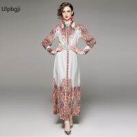 Fashion Waist Trimming Slimming Positioning Printed Cardigan Dress with Belt