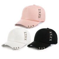 1ชิ้น KPOP หมวกเจาะแหวนเบสบอลปรับหมวกฮิปฮอป Snapback หมวกแฟชั่น