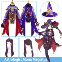 Mona คอสเพลย์เกม genshin impact astrologist Mona megistus คอสเพลย์เครื่องแต่งกายเซ็กซี่อะนิเมะชุดวิกผมฮาโลวีนเสื้อผ้า