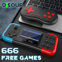 DISOUR Retro Handheld Game Console พร้อมเกมฟรี666เกมพร้อมหน้าจอ HD รองรับคอนโทรลเลอร์แบบมีสายเครื่องเล่นเกมพกพา