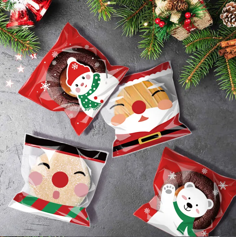 Transparent Plastic Bags Candy Packaging Bag Christmas DIY Party Gift Bag  100Pcs