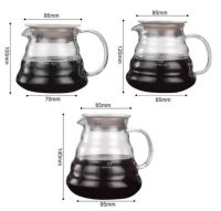 โถแก้วสำหรับรองน้ำกาแฟหยด  (Drip server) น้ำกาแฟหยดไปยังโถแก้ว แก้วทนความร้อน  -20 ~ 150 ℃