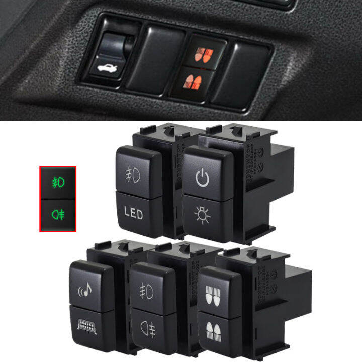 Car Dual Key Switch Power Headlight Front Rear Fog LED Lights Music ...