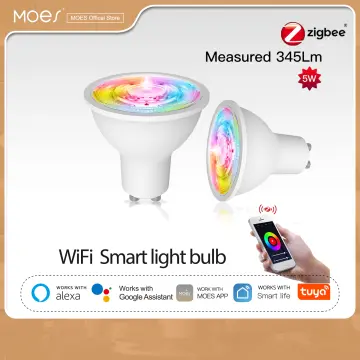 MOES GU10 WiFi Smart Light Bulbs LED RGB Warm Dimmable Lamps 5W Alexa  Google APP