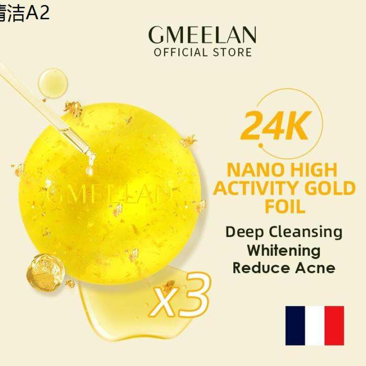 ♘GMEELAN 24K Gold Whitening Soap Effective Facial Body Wash Beauty Soap