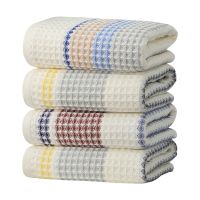 ๑∈ 2/4 Pcs/Set 100 Cotton Bath Towel Set High Quality Striped Waffle Towel for Aldult Child Home Water Absorption Soft Washcloth