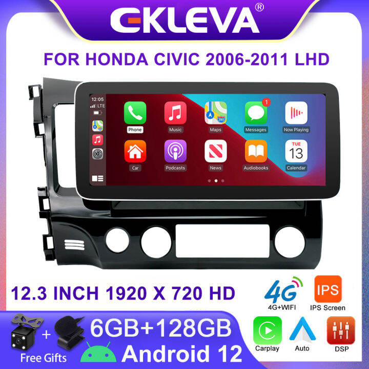 Ekleva Radio Otomatis 123 Inci Ips Dsp 2 Din Untuk Honda Civic 2006 2011 Lhd Pemutar Video 9481