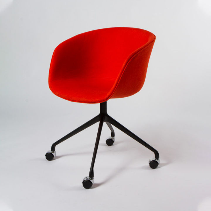 modernform เก้าอี้อเนกประสงค์ ขาเหล็ก มีล้อ หุ้มผ้าสีส้มแดง(VB128-301)