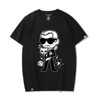 สำหรับทั้งหญิงและชายทรงหลวมแบรนด์แฟชั่นแขนสั้นของ Karl Lagerfeld ยอดนิยมเสื้อยืดพิมพ์ลาย DFG4